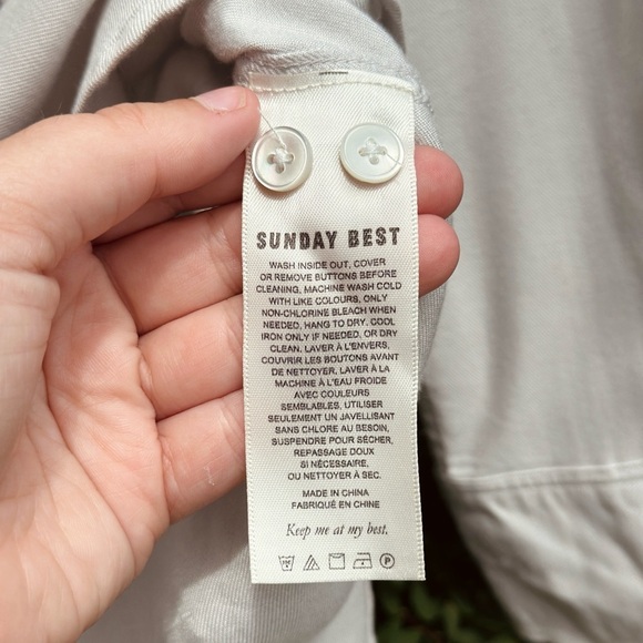 Sunday Best Casual Rayon Shirt - Size S - light grey - button down - Picture 6 of 8